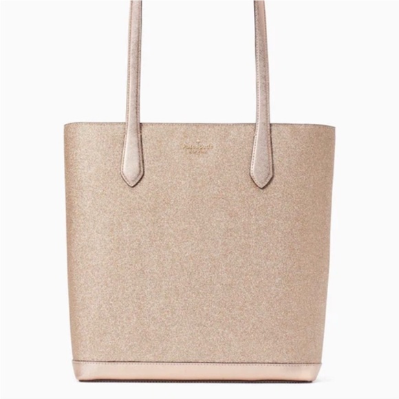 NWT Kate Spade Tinsel Glitter Fabric Shoulder Tote Bag K9338 Rose Gold - Picture 2 of 15